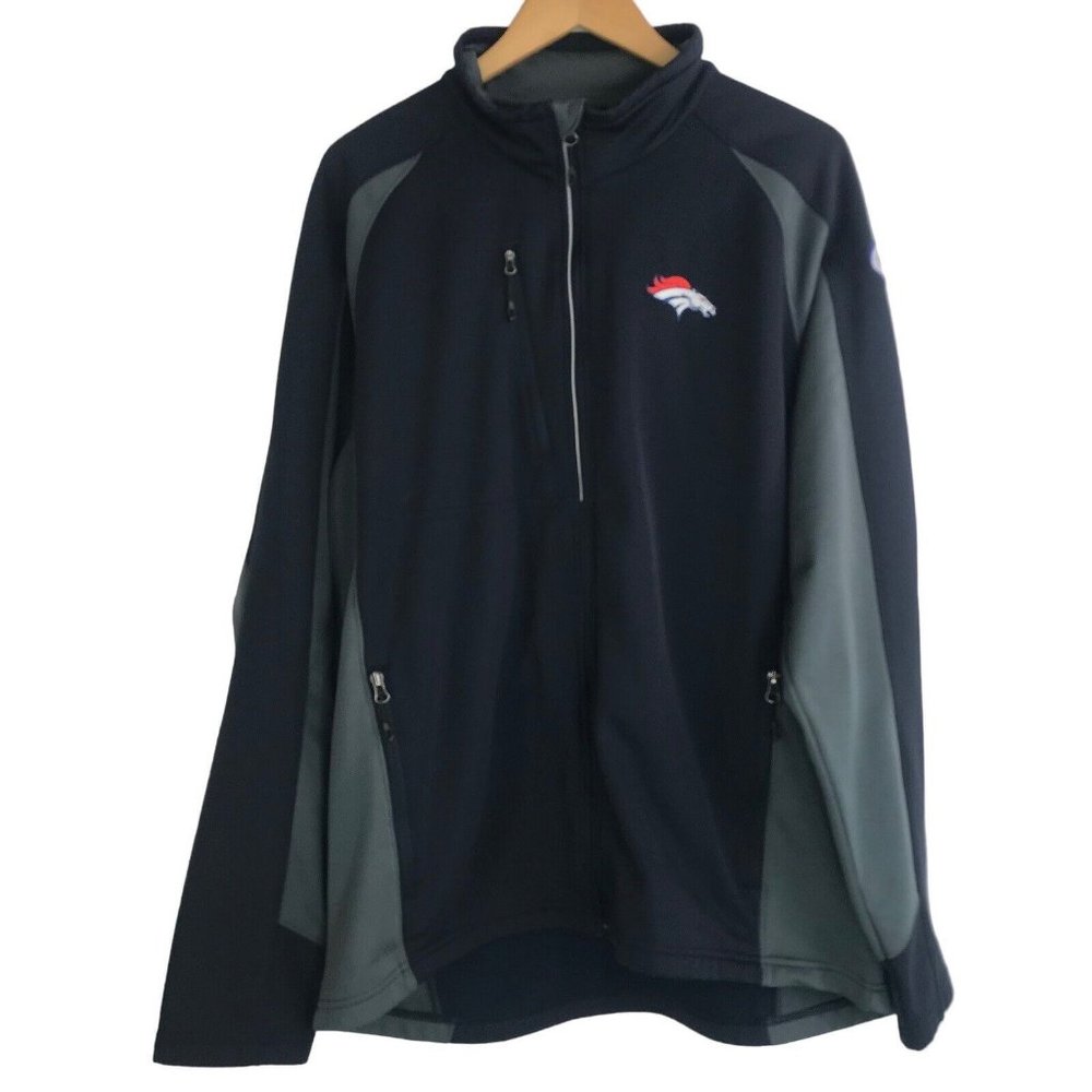 Denver Broncos Jacket Mens Size XXL 2XL Blue Bud Light Full Zip Pockets